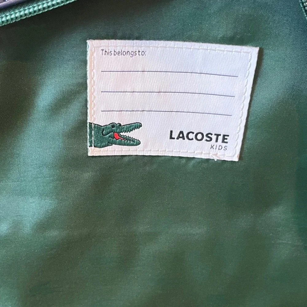 Lacoste‎ Kids Green Navy Blue Varsity Logo Backpack Bag 9A6219-F9W NWT